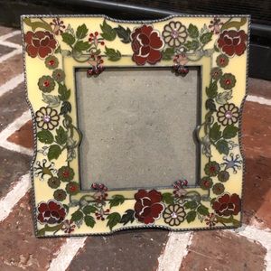adorable vintage jeweled floral frame picture size 4x4”